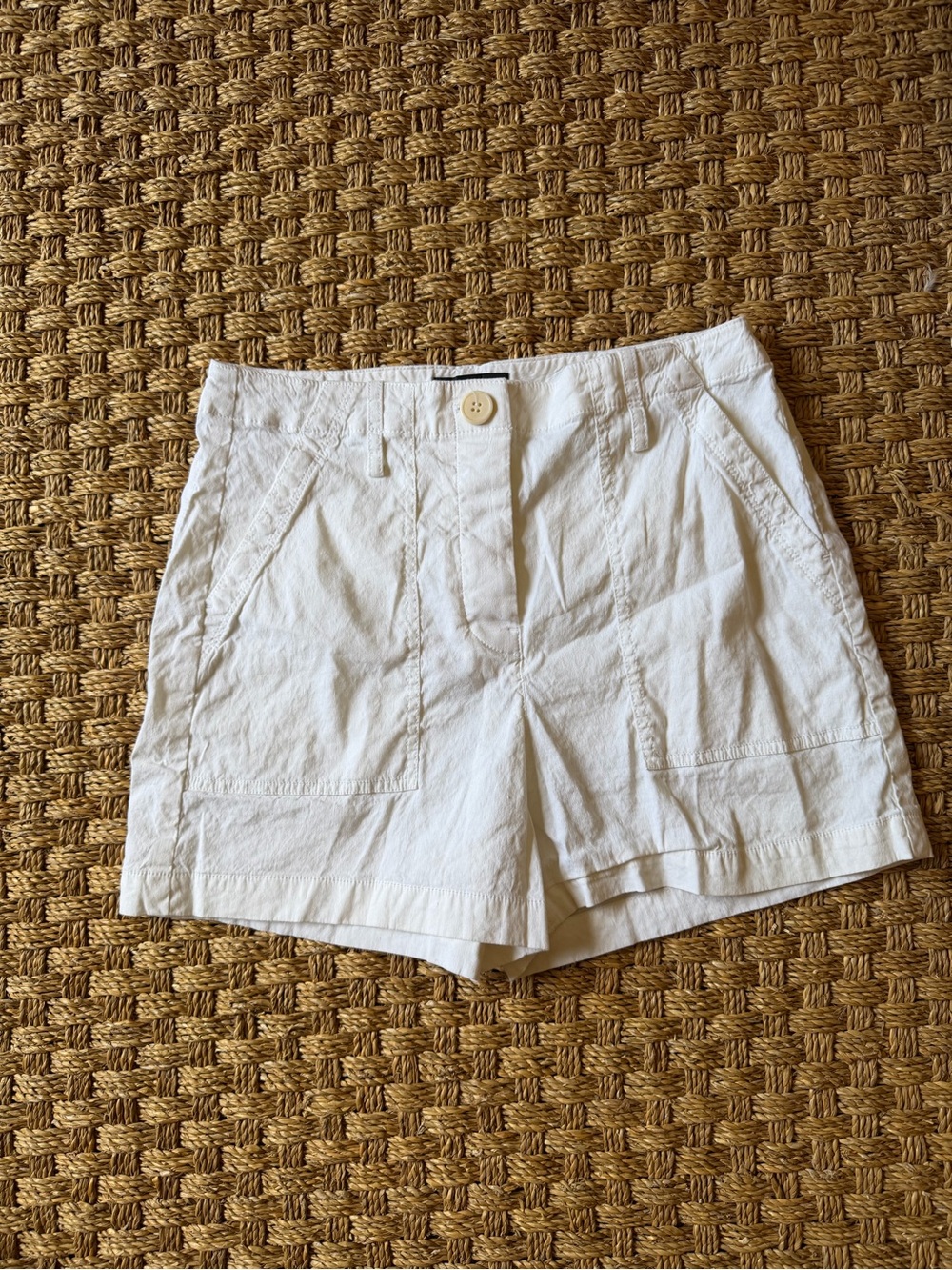 Theory High-Waist White Cotton Shorts